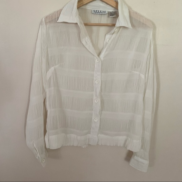 Sheer beige long sleeve blouse - Picture 3 of 3